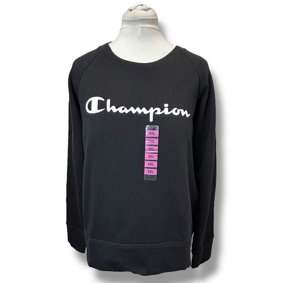 Champion Women’s Long Sleeve Crewneck Sweatshirt, Black, size XXL - Picture 2 of 13